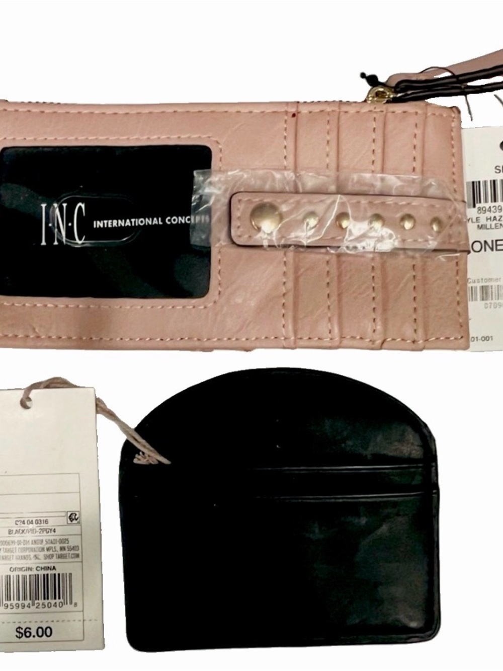 INC Pink Card Holder wallet & Black New Day Card Case BUNDLE NWT
